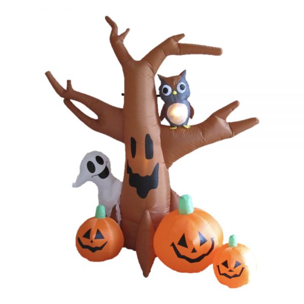 Haunted Tree with Ghost, Owl and Pumpkin