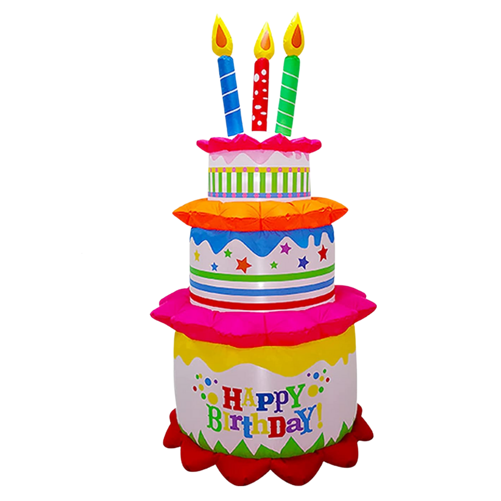 Multi-Colored Birthday Cake with 3 Candles – Yardables USA